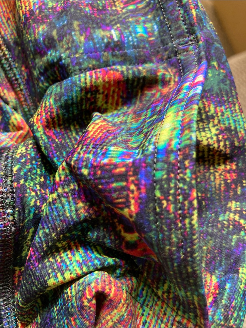 Rave Festival Lululemon 2020 rare neon print Leggings pockets drawstring 2 7/8 - Picture 3 of 7